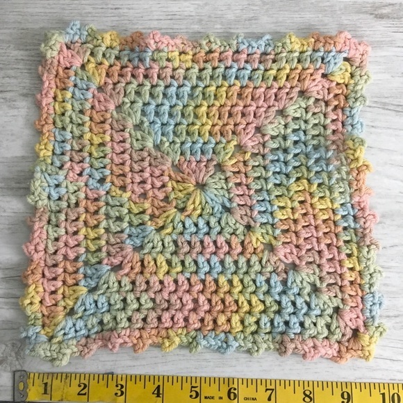 Wash Cloth Handmade Cotton Crochet Dish Rag Pastel Colors Absorbent Pink Yellow - Picture 3 of 6